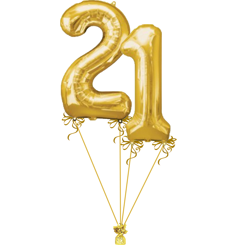 gold 21 balloons
