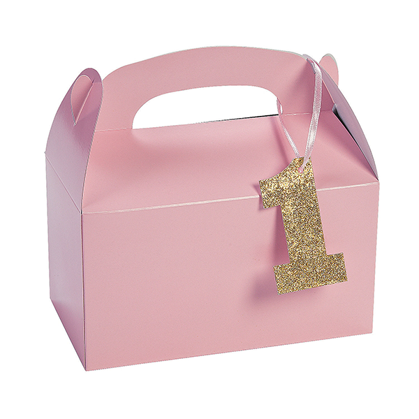Pink 1st Birthday Treat Boxes Sprinkie Parties